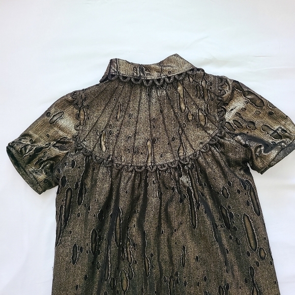 Vintage Wayne gold Metallic Mini Short  dress Textured Summer Dress Size XS - Picture 8 of 14